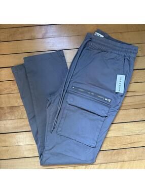 PacSun Cargo Pants Mens Medium Quiet Grey Utility Drawstring Stretch NWT